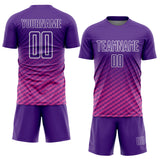 Custom Purple Pink-White Geometric Wave Gradient Sublimation Soccer Uniform Jersey