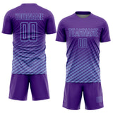 Custom Purple-Light Blue Geometric Wave Gradient Sublimation Soccer Uniform Jersey