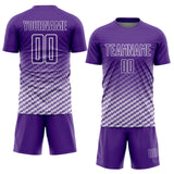 Custom Purple-White Geometric Wave Gradient Sublimation Soccer Uniform Jersey