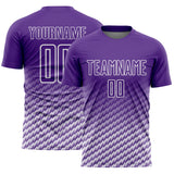 Custom Purple-White Geometric Wave Gradient Sublimation Soccer Uniform Jersey