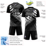 Custom Black-White Grunge Splatter Brush Stroke Sublimation Soccer Uniform Jersey