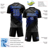 Custom Black Royal-White Grunge Splatter Brush Stroke Sublimation Soccer Uniform Jersey