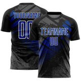 Custom Black Royal-White Grunge Splatter Brush Stroke Sublimation Soccer Uniform Jersey