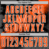 Custom Black Orange-White Grunge Splatter Brush Stroke Sublimation Soccer Uniform Jersey