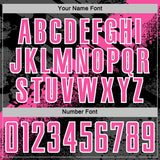 Custom Black Pink-White Grunge Splatter Brush Stroke Sublimation Soccer Uniform Jersey