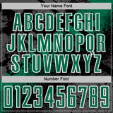 Custom Black Kelly Green-White Grunge Splatter Brush Stroke Sublimation Soccer Uniform Jersey