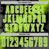 Custom Black Neon Green-White Grunge Splatter Brush Stroke Sublimation Soccer Uniform Jersey