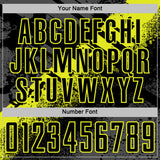 Custom Black-Neon Yellow Grunge Splatter Brush Stroke Sublimation Soccer Uniform Jersey