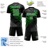 Custom Black Grass Green-White Grunge Splatter Brush Stroke Sublimation Soccer Uniform Jersey