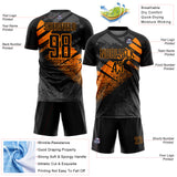 Custom Black-Bay Orange Grunge Splatter Brush Stroke Sublimation Soccer Uniform Jersey