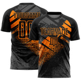 Custom Black-Bay Orange Grunge Splatter Brush Stroke Sublimation Soccer Uniform Jersey