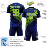 Custom Navy Neon Green-White Grunge Splatter Brush Stroke Sublimation Soccer Uniform Jersey