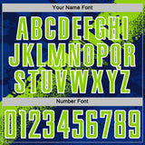 Custom Navy Neon Green-White Grunge Splatter Brush Stroke Sublimation Soccer Uniform Jersey