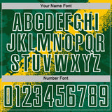 Custom Green Yellow-White Grunge Splatter Brush Stroke Sublimation Soccer Uniform Jersey