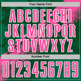 Custom Green Pink-White Grunge Splatter Brush Stroke Sublimation Soccer Uniform Jersey