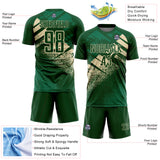 Custom Green-Cream Grunge Splatter Brush Stroke Sublimation Soccer Uniform Jersey