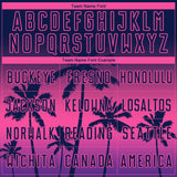Custom Navy Pink-Purple Tropical Hawaii Palm Trees Gradient Sublimation Soccer Uniform Jersey