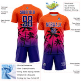 Custom Orange Dark Purple Hot Pink-White Tropical Hawaii Palm Trees Gradient Sublimation Soccer Uniform Jersey