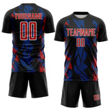 Custom Black Red Royal-White Geometric Shard Grunge Splash Sublimation Soccer Uniform Jersey