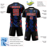 Custom Black Red Royal-White Geometric Shard Grunge Splash Sublimation Soccer Uniform Jersey