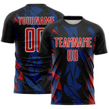 Custom Black Red Royal-White Geometric Shard Grunge Splash Sublimation Soccer Uniform Jersey