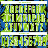 Custom Black Neon Green Blue-White Geometric Shard Grunge Splash Sublimation Soccer Uniform Jersey