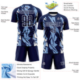 Custom Navy Light Blue-White Geometric Shard Grunge Splash Sublimation Soccer Uniform Jersey