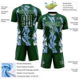 Custom Green Light Blue-White Geometric Shard Grunge Splash Sublimation Soccer Uniform Jersey
