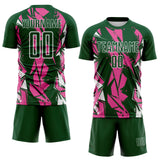 Custom Green Pink-White Geometric Shard Grunge Splash Sublimation Soccer Uniform Jersey