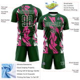 Custom Green Pink-White Geometric Shard Grunge Splash Sublimation Soccer Uniform Jersey