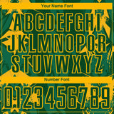 Custom Green-Gold Geometric Shard Grunge Splash Sublimation Soccer Uniform Jersey