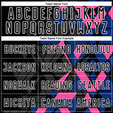 Custom Black Royal Pink-White Geometric Grid Gradient Sublimation Soccer Uniform Jersey