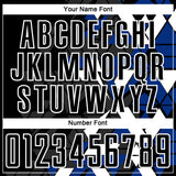 Custom Black Royal-White Geometric Grid Gradient Sublimation Soccer Uniform Jersey