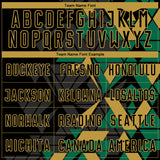 Custom Black Kelly Green-Old Gold Geometric Grid Gradient Sublimation Soccer Uniform Jersey