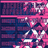 Custom Navy US Navy Blue Pink-White Geometric Grid Gradient Sublimation Soccer Uniform Jersey