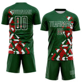 Custom Green Red-White Geometric Grid Gradient Sublimation Soccer Uniform Jersey