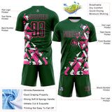 Custom Green Pink-White Geometric Grid Gradient Sublimation Soccer Uniform Jersey