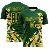 Custom Green Yellow-White Geometric Grid Gradient Sublimation Soccer Uniform Jersey
