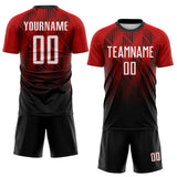 Custom Black White-Red Spiked Sharp Lines Gradient Sublimation Soccer Uniform Jersey