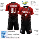 Custom Black White-Red Spiked Sharp Lines Gradient Sublimation Soccer Uniform Jersey