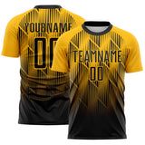 Custom Black-Gold Spiked Sharp Lines Gradient Sublimation Soccer Uniform Jersey