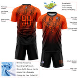Custom Black-Orange Spiked Sharp Lines Gradient Sublimation Soccer Uniform Jersey