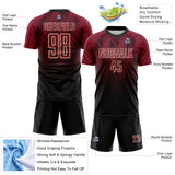 Custom Black Crimson-Cream Spiked Sharp Lines Gradient Sublimation Soccer Uniform Jersey
