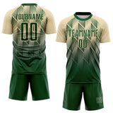 Custom Green-Cream Spiked Sharp Lines Gradient Sublimation Soccer Uniform Jersey
