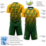 Custom Green-Gold Spiked Sharp Lines Gradient Sublimation Soccer Uniform Jersey