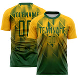 Custom Green-Gold Spiked Sharp Lines Gradient Sublimation Soccer Uniform Jersey