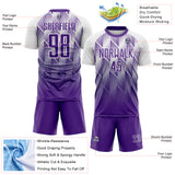 Custom Purple-White Spiked Sharp Lines Gradient Sublimation Soccer Uniform Jersey