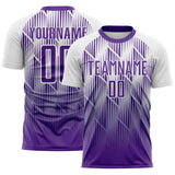 Custom Purple-White Spiked Sharp Lines Gradient Sublimation Soccer Uniform Jersey
