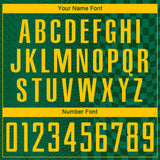 Custom Green-Yellow Geometric Patchwork Asymmetry Checkered Zigzag Lines Sublimation Soccer Uniform Jersey