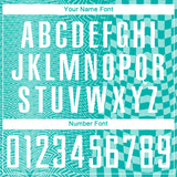 Custom Aqua White-Ice Blue Geometric Patchwork Asymmetry Checkered Zigzag Lines Sublimation Soccer Uniform Jersey
